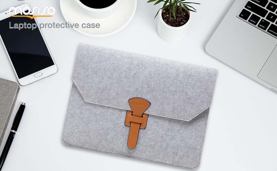 MOSISO Laptop Case 13 inch, Laptop Sleeve Compatible with MacBook Neo/Air 13.6/Pro 13/Pro 14, HP Dell ASUS Lenovo, Felt Flapover Slim Carrying Case Bag with Pockets, Gray