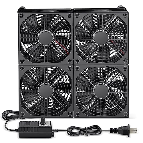 4 x 120mm Small Flat Computer Cooling Fan with Variable Speed Controller for DIY Electronics Router Media TV Box Cabinet Server Equipment Exhaust Ventilation - style: 4 x 120mm