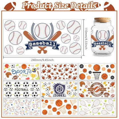 UV DTF Cup Wraps Transfer Stickers Various of Sport Balls Pattern, 10 Sheets Waterproof Custom Vinyl Transfer Sticker 16oz Coffee Glass Cup Tumbler Bottle Mug Decals for Men Women | Waterproof UV DTF Stickers, Custom Vinyl Decals for 16oz Coffee Cups Tumb