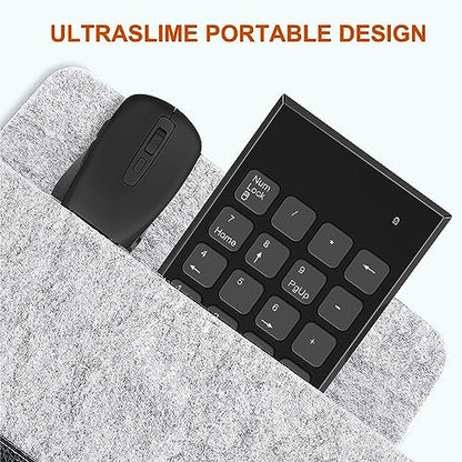 Rytaki Pro Wireless Number Pad and Mouse, 19 Keys Portable Ultra Slim 2.4GHz 10 Key USB Keypad and 3 Adjustable DPI Silent Mouse Set for Laptop, Notebook, Desktop, PC Computer - Use One USB Receiver