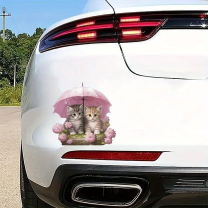 Umbrella Cat PVC Vinyl Car Decals Stickers Waterproof Self-Adhesive Decals for Cars, Laptops, Trucks, Motorcycles Wall Window Luggage Scratch Cover Door Decor Sticker