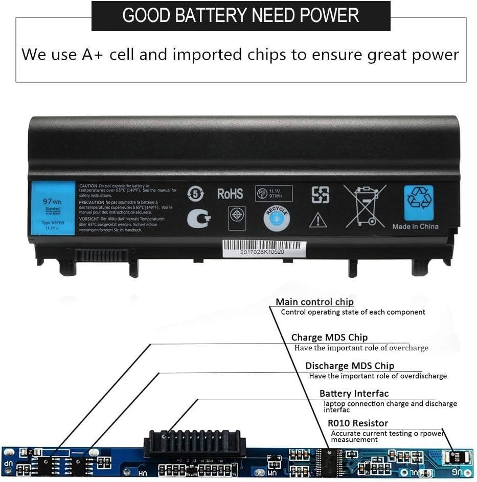 LQM 11.1V 97Wh New Laptop N5YH Battery for Dell Lattude E5540 E5440 | Compatble P/N: 312-1351 VXMC WONF NSYHe OM7T5 FOKBHC 1N9C0 7WBKO VVONF F49WX NVWGM CXF66 WGCW6 - color: NSYH9