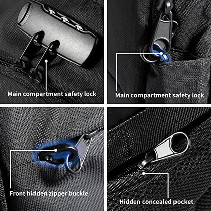 Tzowla 35 Liter Anti Theft Backpack with Giant Tumbler Holder Pocket and Lock,15.6 Inch Laptop Backpack - color: A-black, size: 35L 15.6inch