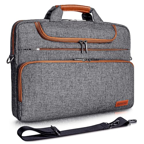DOMISO 14 Inch Laptop Bag, Waterproof Business Briefcase Computer Messenger Shoulder Bag with Strap for Macbook Pro Air/Lenovo IdeaPad/Acer Aspire/HP/Dell XPS 15/ASUS/MSI, Dark Grey - color: Dark Grey, size: 14 Inch