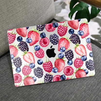 MEEgoodo Case for M5/M4/M3/M2 MacBook Air 15 inch Case 2026 2025 2024 2023, Laptop Shell Fit Model (A3448/A3241/A3114/A2941) for MacBook Air 15.3-inch, Fresh Berries Pattern - color: Fresh Berries Pattern