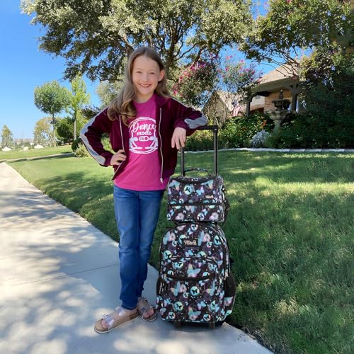 Tilami Rolling Backpack for Kids 18 Inch Double Handle Wheeled Bookbag for Boys & Girls for School & Travel,Butterfly - color: Butterfly