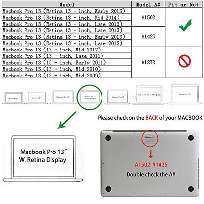RUBAN Case Compatible with MacBook Pro 13 inch 2015 2014 2013 2012 (A1502 & A1425 Models), Plastic Hard Shell Case & Keyboard Cover for Old Version MacBook Pro Retina 13 Inch, Clear - color: Crystal Clear