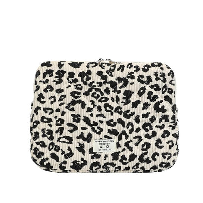Leopard Print Laptop Sleeve 13-15 Inch Cute Quilted Laptop Protective Case Padded Bow Computer Sleeve for MacBook (Leopard Beige, 13inch) - color: Leopard Beige, size: 13inch