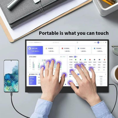 cjc 15.6" FHD Portable Touch Screen Monitor with Kickstand - USB C HDMI External Travel Display for Laptop, Phone, Gaming Console, Second Screen (15.6“ 60Hz) - size: 15.6“ 60Hz