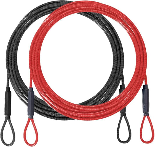 3.3mm (1/8 Inch) Outdoor Travel Security Cable-3/4/6/10/15/20/30ft Luggage Lock Safety Wire Flexible Steel Wire Rope with Double Loop Safety for Luggage, Bike, Lock (Balck+Red, 3ft-(2Pack) - color: Balck+Red, size: 3ft-(2Pack）
