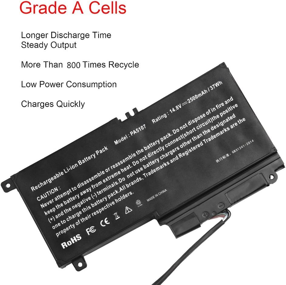 Futurebatt PA5107U-1BRS Laptop Battery Replacement for Toshiba Satellite L45 L45D L50 L55 L55D L55t P50 P55 S55 Series L55-A5284 P55t-A5116 P55-A5200 P55-A5312 S55-A5167 S55-A5275 S55-A5279 S55-A5294 - size: PA5107 7.3 4.9 1.8 in