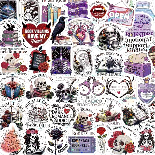 Dark Romance Stickers for Adults - 100 Pcs Gothic Bookish Water Bottle Stickers, Holographic Waterproof Scrapbook Sticker for Book Lover, Vinyl Decals for Vision Board Laptop Journal - style: Dark Romance