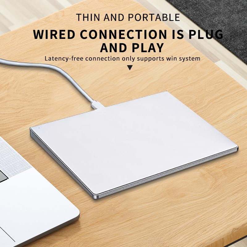 Wired touchpad supports multi gesture control, Aluminum alloy casing and glass panel Trackpad Mouse with Multi-Touch Navigation for Windows 10/11/Linux/fedora 43 Laptop PC Notebook Computer (silver) - color: silver