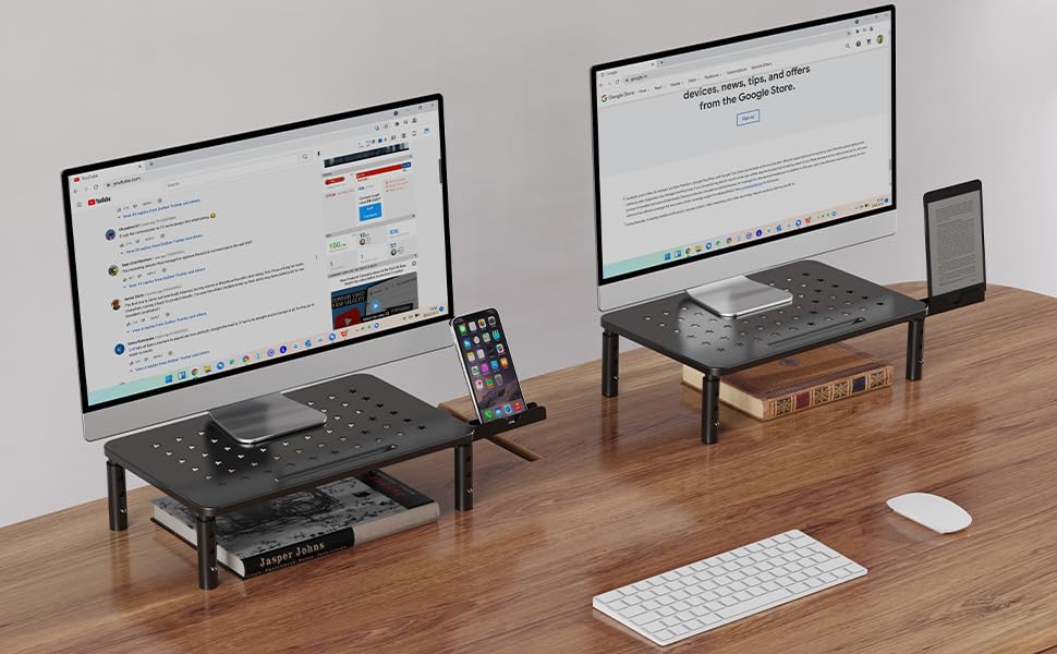 Zimilar 2 Pack Monitor Stand , 3 Height Adjustable Stand with Star Mesh | for Computer, Laptop, Printer, Notebook, iMac, Premium Metal Monitor Risers for 2 Monitors