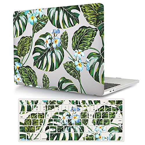 Protective Case Compatible with MacBook Pro 13 inch with CD-ROM Model: A1278(Old Version 2012/2011/2010/2009/2008), Plastic Hard Shell Case Cover & Keyboard Cover Skin - Green Leaves - color: Green Leaves, size: A1278(Pro 13 w/CD-ROM 2008-2012)