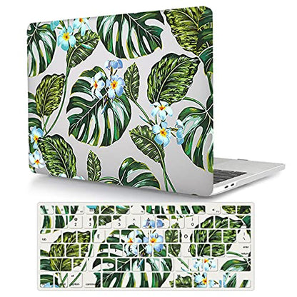Protective Case Compatible with MacBook Pro 13 inch with CD-ROM Model: A1278(Old Version 2012/2011/2010/2009/2008), Plastic Hard Shell Case Cover & Keyboard Cover Skin - Green Leaves - color: Green Leaves, size: A1278(Pro 13 w/CD-ROM 2008-2012)
