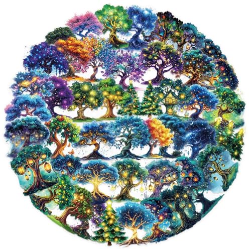 Fantasy Magic Tree Stickers Pack – 50pcs Clear Waterproof Scrapbook Decals for Journaling, Diary, Collage, Laptop, Water Bottle, Planner, Aesthetic Nature Forest Tree of Life Sticker (Colourful-B1) - color: Colourful-b1