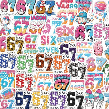 Six Seven 67 Stickers - 50 Pcs Funny 67 Water Bottle Stickers, Softball Football Scrapbook Decals for Luggage Laptop Journal, Waterproof Vinyl Gift for Adult - style: Six Seven