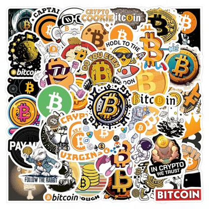 60 Pcs Bitcoin Crypto Sticker Pack Cartoon Vinyl Decals for Laptop Water Bottle Luggage Cup Phone Cryptocurrency Decal, Aesthetic Space Miner, Gift for Traders & Investors - style: A4