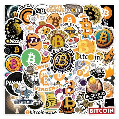 60 Pcs Bitcoin Crypto Sticker Pack Cartoon Vinyl Decals for Laptop Water Bottle Luggage Cup Phone Cryptocurrency Decal, Aesthetic Space Miner, Gift for Traders & Investors - style: A4