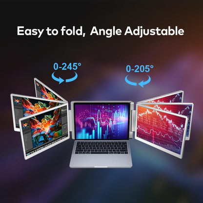 16" Laptop Screen Extender Triple Display - 2560x1600P QHD Portable Monitor, USB C Detachable Plug & Play Extender for 12" -17" Laptops - Compatible with Windows/Android/PS4/MacBook