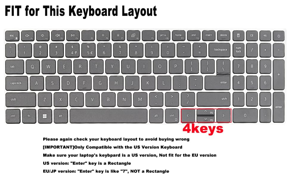 Keyboard Cover with Large Letters for 2025 Dell 16 Plus Laptop DB16250 DB16255 DC16250, Dell 15 Laptop DC15250 DC15255 15.6",2024 2023 Inspiron 15 3510 3511 3520 3525 3530 3535 5510 5515 5518 15.6 - color: Large Letters Black