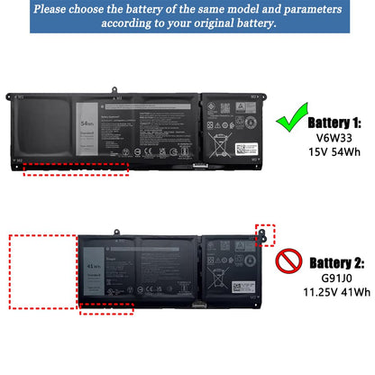 V6W33 Laptop Battery for Dell Latitude 3520 Inspiron 5310 Series - size: 11.18*3.48*0.23 inch V6W33