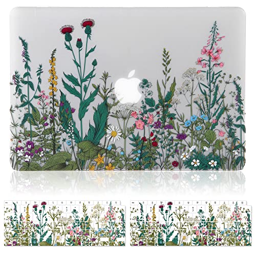 Case for MacBook Air 13 inch M1 A2337 A2179 A1932 2022-2018 Release, 3D Effect Matte Clear See Through Hard Cover&Keyboard Cover Compatible Air 13.3 with Retina Display Touch ID, Garden Flower - color: A Clear