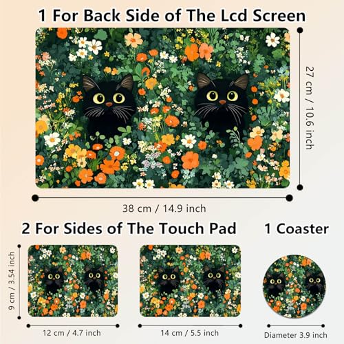 Laptop Skin Sticker Decal 15.6 Inch,12 13 13.3 14 15 15.6 in Laptop Netbook Skins for Notebook,Art Decal Removable Waterproof Scratch Resistant,Universal Vinyl Cover,Cat Couple Floral - color: Cat Couple Floral