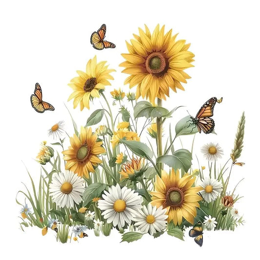 Sunflower and Butterfly PVC Vinyl Car Decals Stickers Waterproof Self-Adhesive Decals for Cars, Laptops, Trucks, Motorcycles Wall Window Luggage Scratch Cover Door Decor Sticker