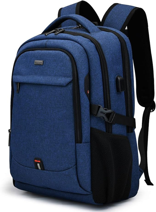 17 Inch Laptop Backpack for Travel Water Resistant College Backpack for Men/Women Laptop Bag with USB Charging Port, Blue - color: Blue