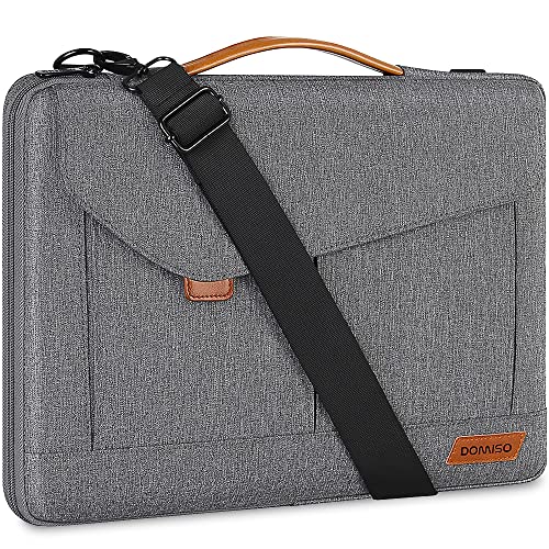 DOMISO 14 Inch Laptop Sleeve Bag Water Resistant Business Briefcase Carrying Shoulder Bag for Lenovo Chromebook S330/Flex 4/Thinkpad L480 E480 T480s/HP ProBook 640 G4/Dell Inspiron 5480 5481,Grey - color: Grey, size: 13.5 - 14 Inch