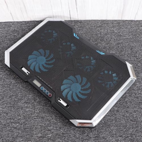 Silent Laptop Cooling Pad Dual USB Ports with 6 Fans, Adjustable Height Stand and RGB LED Lights for Heat Dissipation and Quiet Performance, Compatible with Laptops