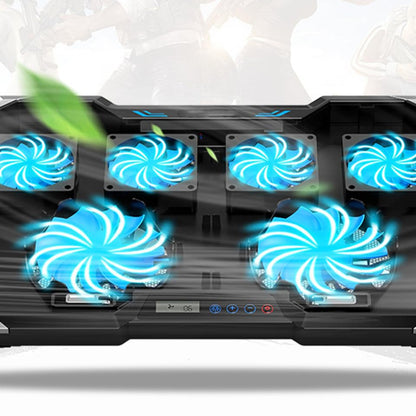 RGB Laptop Cooling Pad Adjustable Height USB Powered Quiet Fan LED Light Base for Gaming and Work