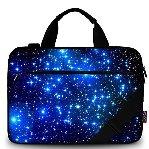 icolor Canvas 13 Inch Laptop Shoulder Case, Messenger Briefcase, Protective Carrying Bag Sleeve Fits 11.6" 12" 12.9" 13.3" Computer/Ultrabook/Notebook (Blue Starry Sky) - color: Csh-01