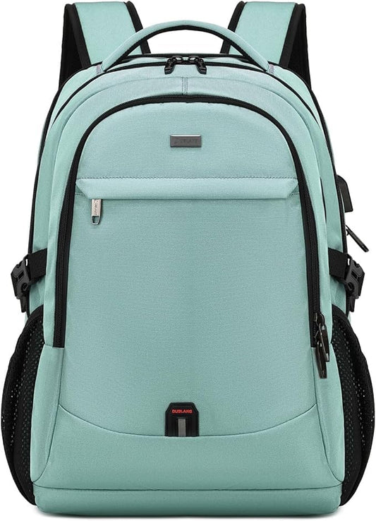 17 Inch Laptop Backpack for Travel Water Resistant College Backpack for Men/Women Laptop Bag with USB Charging Port, Green - color: Green