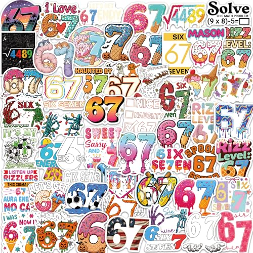 DETICKERS Six Seven Stickers 50 PCS Waterproof Vinyl Funny 6 7 Stickers Gifts for Adults Teens - style: Funny 67