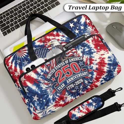 Laptop Sleeve, Laptop Cover with Adjustable Strap Computer Bag Tablet Notebook Sleeves Handbag Messenger Briefcase - color: Usa 250th Birthday Print