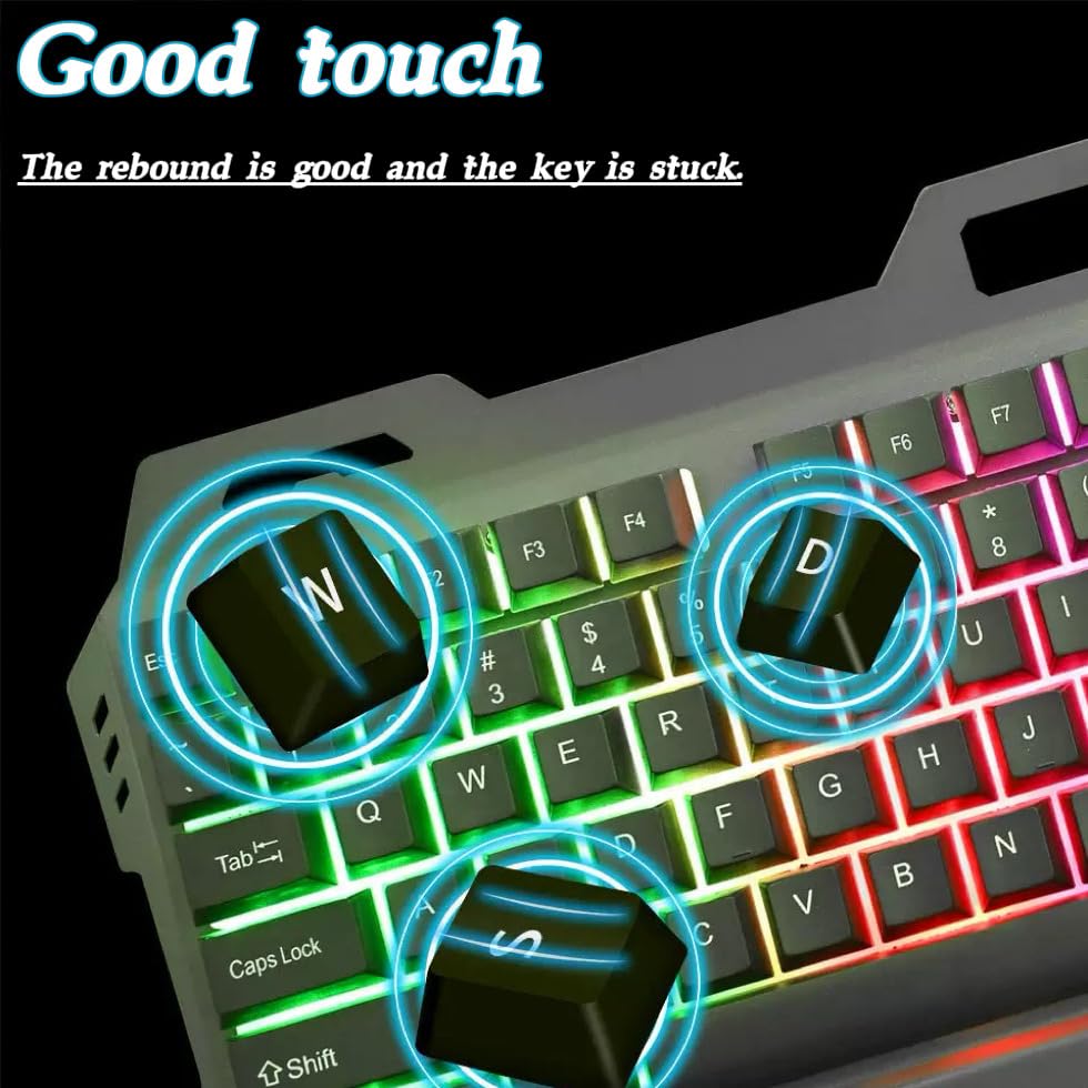 Tongyangat Wired RGB Gaming Keyboard, 2.4G Rechargeable Mechanical Feel Keyboard with Rainbow Backlight, Ergonomic PC Keyboard, Compatible with Windows, Mac, Laptop, Desktop, Computer (Black) - color: K75-Black