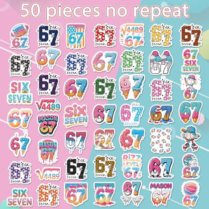 Six Seven 67 Stickers - 50 Pcs Funny 67 Water Bottle Stickers, Softball Football Scrapbook Decals for Luggage Laptop Journal, Waterproof Vinyl Gift for Adult - style: Six Seven
