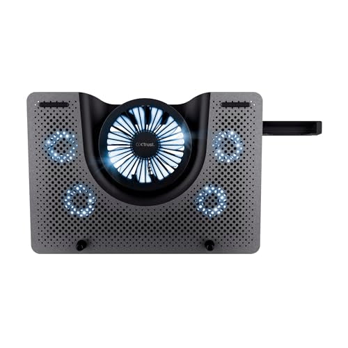 Trust Gaming GXT 1125 Quno Laptop Cooling Stand - Laptops up to 17.3 inch, 5 Blue Illuminated Fans, Adjustable Angle, Computer Cooler - Black