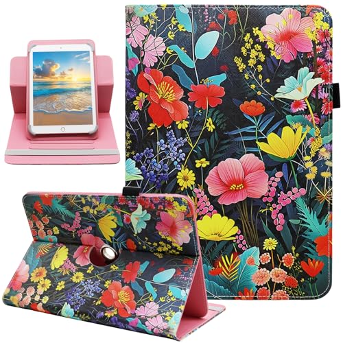 Universal 10 10.1 Inch Android Tablet Case, Dluggs 360 Degree Rotating Multi-Angle Viewing Stand Universal Case Cover for 10 10.1 and All 9.5-10.5 Inch Tablet, Flowers - color: Flowers