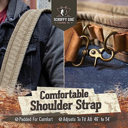 Vintage Messenger Bag for Men & Women - Canvas Crossbody Bag | Stone-Washed Canvas Crossbody Bags for Women and Men, Shoulder Satchel, Fits 15.6” Laptop, Adjustable Cross Body Strap