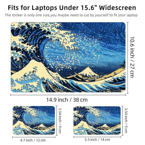 Aesthetic Laptop Skin Cover,12-15.6 Inch Universal Vinyl Sticker Decal,Waterproof Scratch-Resistant Notebook Wrap,Removable Residue-Free Protector,Wave Night Star - color: Wave Night Star