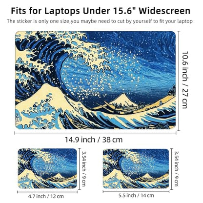 Aesthetic Laptop Skin Cover,12-15.6 Inch Universal Vinyl Sticker Decal,Waterproof Scratch-Resistant Notebook Wrap,Removable Residue-Free Protector,Wave Night Star - color: Wave Night Star