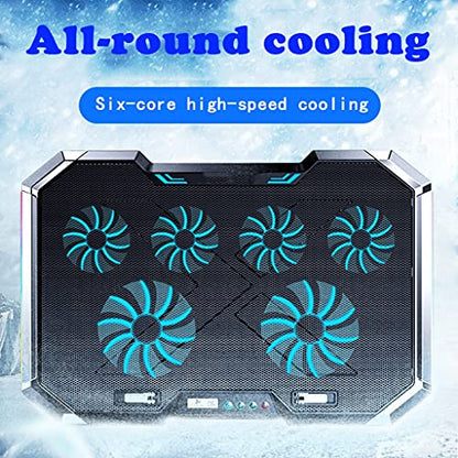 Gaming Laptop Cooler Six Fan Led Screen Two Port RGB Lighting Cooling Pad Notebook Stand for Laptop 12-17 Inch