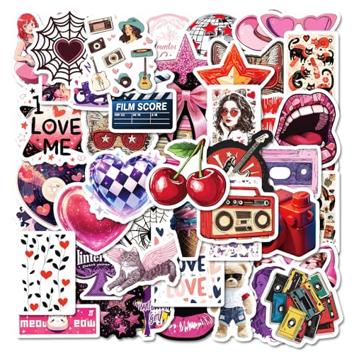 50Pcs Aesthetic Downtown Girls Stickers Pack with Y2K Retro & Funny Designs, Waterproof Vinyl Decals for Water Bottles, Laptops, Skateboards & Party Decor (Teens Adults Women) - style: J-01