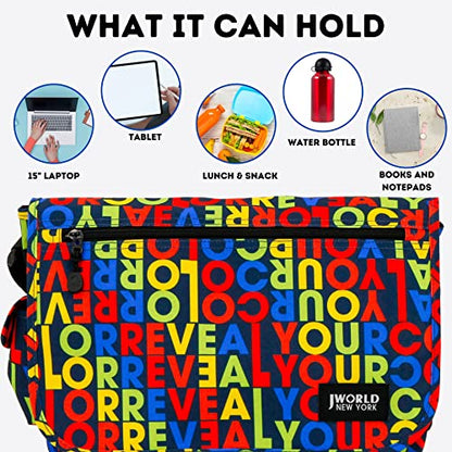 J World New York Terry Messenger Bag for Women Girls School Kids - color: Ryc