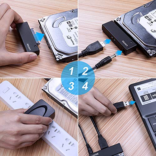 Unitek USB 3.0 SATA III Adapter, UASP, 5Gbps, for 2.5/3.5" HDD/SSD | For 2.5/3.5" SATA HDD/SSD Up To 18TB, Optical; UASP 70% Faster Read; 5Gbps USB 3.0; Plug & Play; 12V Adapter Included - color: USA A to SATA
