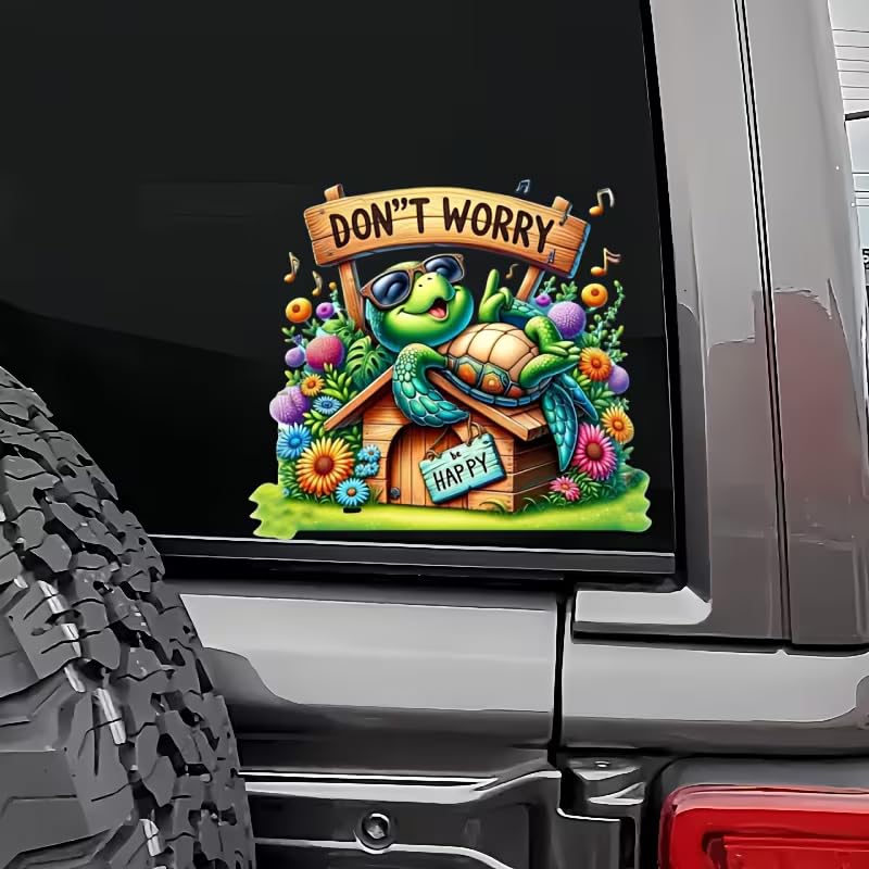 Leisurely Turtle PVC Vinyl Car Decals Stickers Waterproof Self-Adhesive Decals for Cars, Laptops, Trucks, Motorcycles Wall Window Luggage Scratch Cover Door Decor Sticker